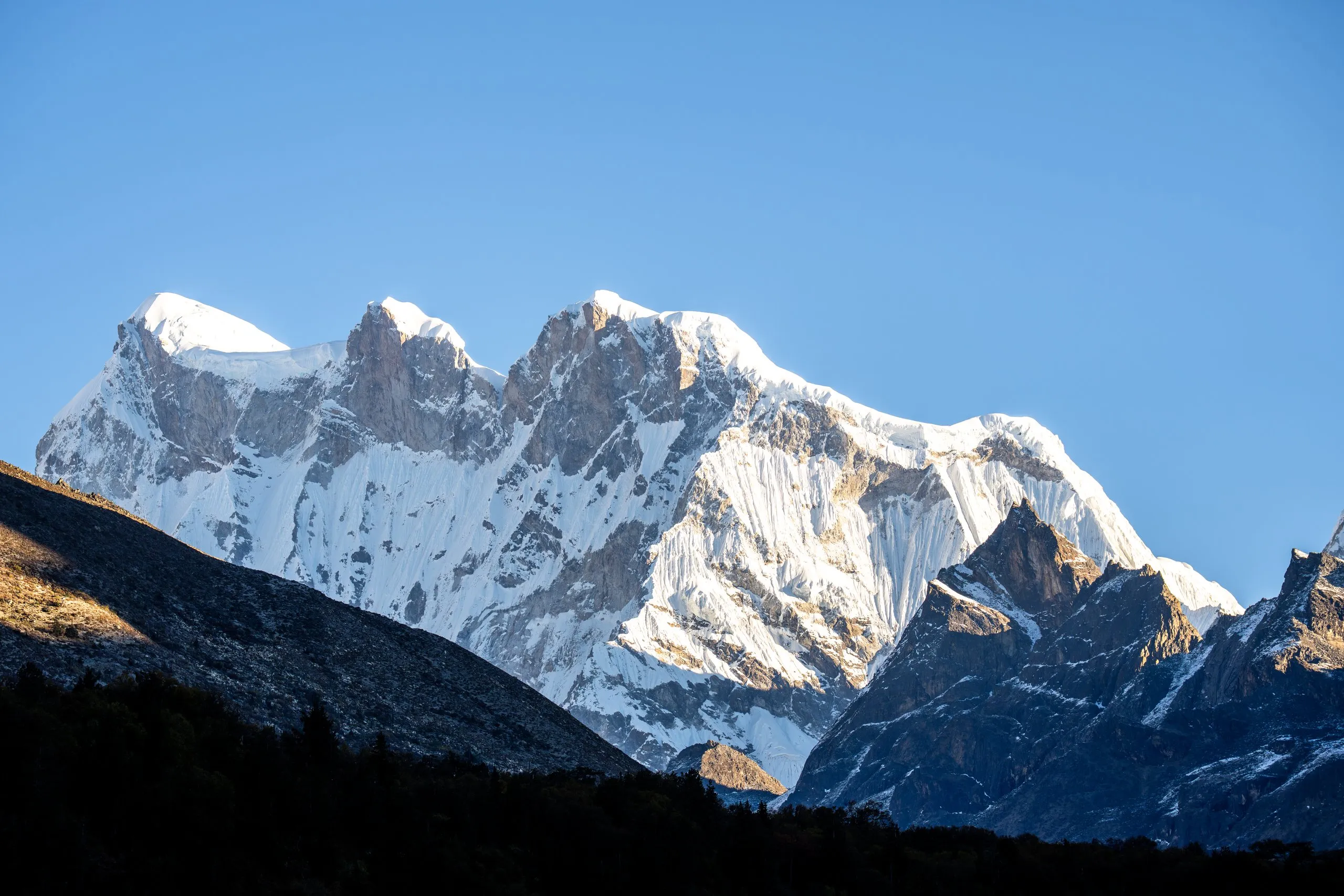 Alpenglow on a Himalayan peak, Bhutan